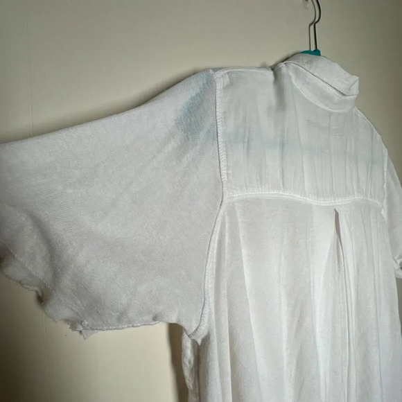 Enza Costa Italian Pima Cotton blend Blouse Shirt Raw Edge Hem size M - Picture 9 of 9